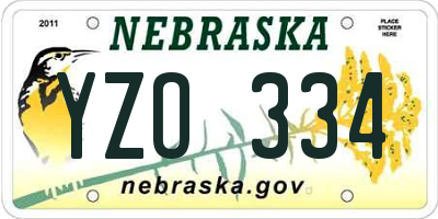 NE license plate YZO334