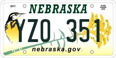 NE license plate YZO351