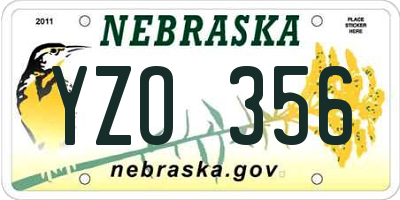 NE license plate YZO356