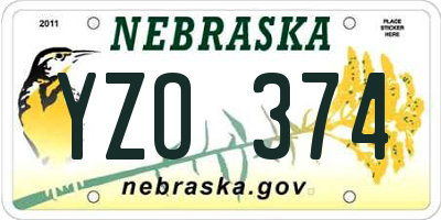 NE license plate YZO374