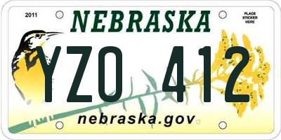 NE license plate YZO412