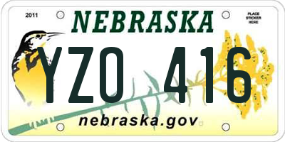 NE license plate YZO416
