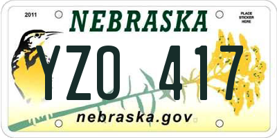 NE license plate YZO417
