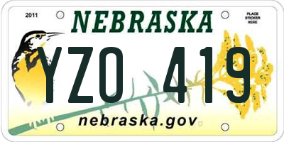 NE license plate YZO419