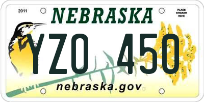 NE license plate YZO450