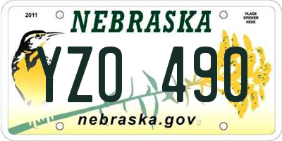 NE license plate YZO490