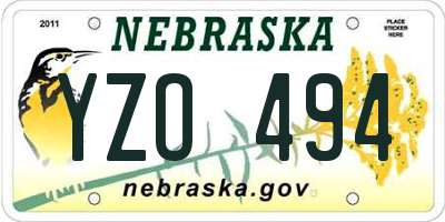 NE license plate YZO494
