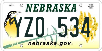 NE license plate YZO534