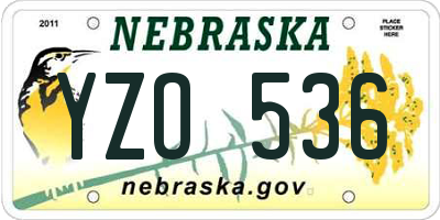 NE license plate YZO536