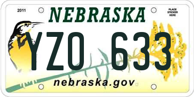NE license plate YZO633