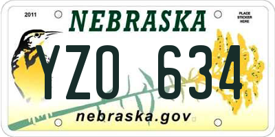 NE license plate YZO634