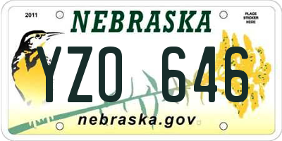 NE license plate YZO646