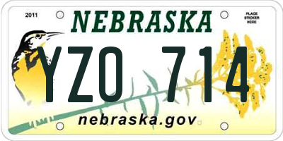 NE license plate YZO714