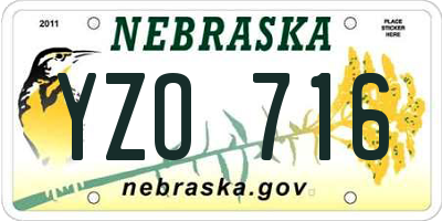 NE license plate YZO716