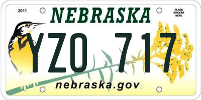 NE license plate YZO717
