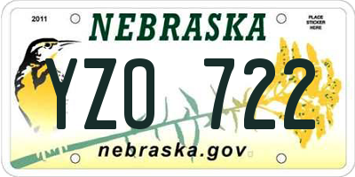 NE license plate YZO722