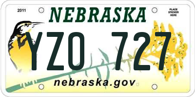 NE license plate YZO727