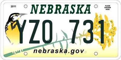 NE license plate YZO731
