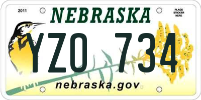 NE license plate YZO734