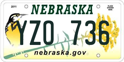 NE license plate YZO736