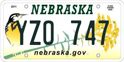 NE license plate YZO747