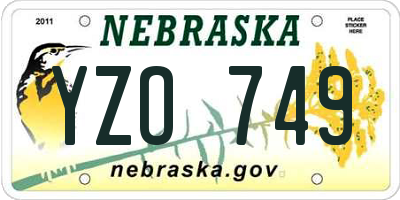 NE license plate YZO749