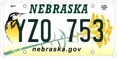 NE license plate YZO753