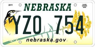NE license plate YZO754