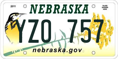 NE license plate YZO757