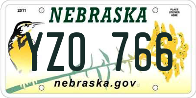 NE license plate YZO766