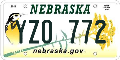 NE license plate YZO772