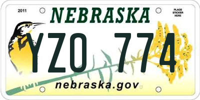NE license plate YZO774
