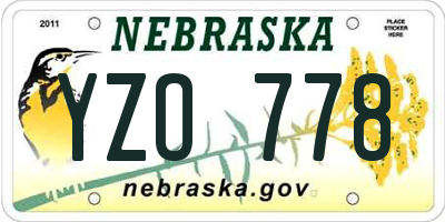 NE license plate YZO778