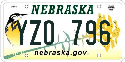 NE license plate YZO796