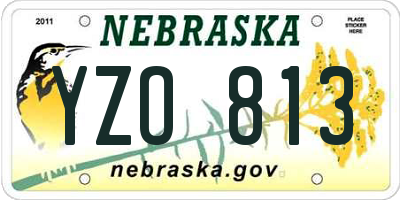 NE license plate YZO813