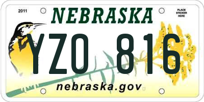 NE license plate YZO816
