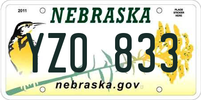 NE license plate YZO833