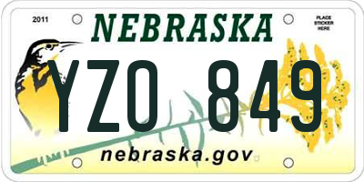 NE license plate YZO849