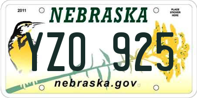 NE license plate YZO925