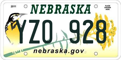 NE license plate YZO928