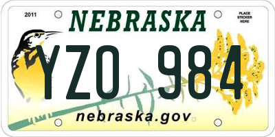NE license plate YZO984