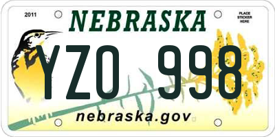 NE license plate YZO998