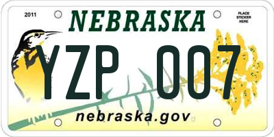 NE license plate YZP007