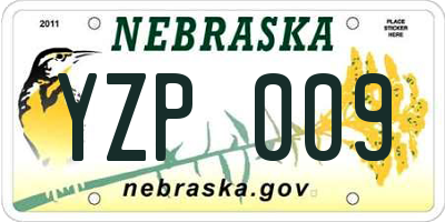 NE license plate YZP009