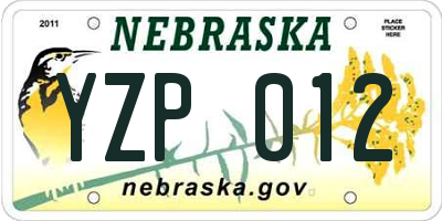 NE license plate YZP012