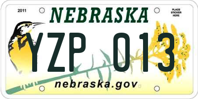 NE license plate YZP013
