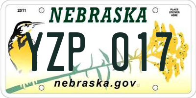 NE license plate YZP017