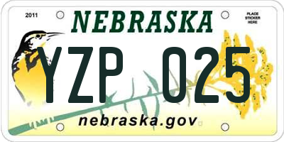 NE license plate YZP025