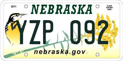 NE license plate YZP092