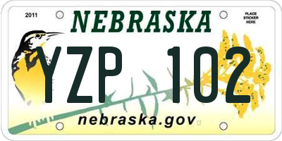 NE license plate YZP102